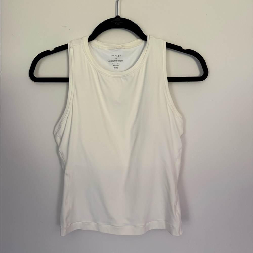Varley Womens Maddie Tank Top Crop White Cream Athletic Athleisure Size Medium